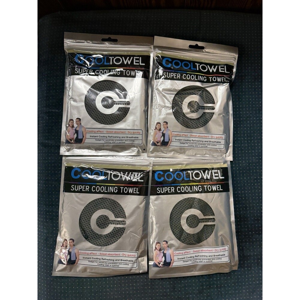 NEW Lot Of 4 Instant Cooling Towel  Neck Wrap For Sports Running Gym Gray